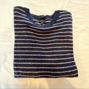 J. Crew Navy and White Striped Crewneck Sweater